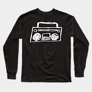 Boombox Doodle White Long Sleeve T-Shirt